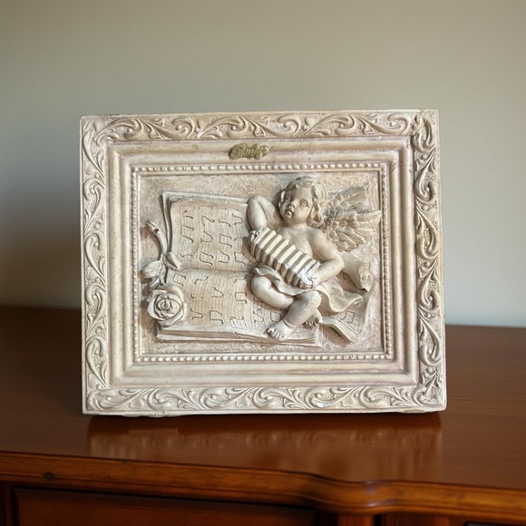 Barelli Other - Vintage Barelli Italy Cherub Wall Plaque Accordion Cherub Angel 3D